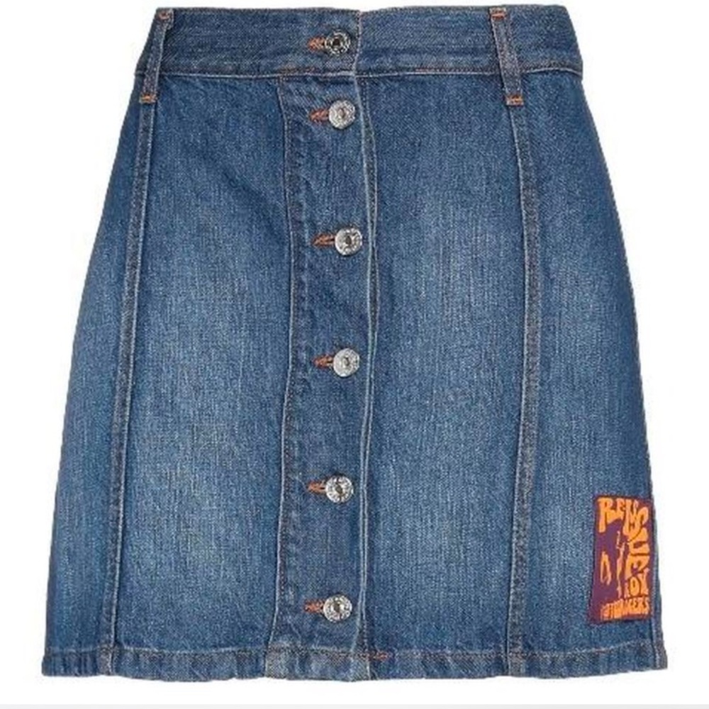 Denim Button-Front Skirt
